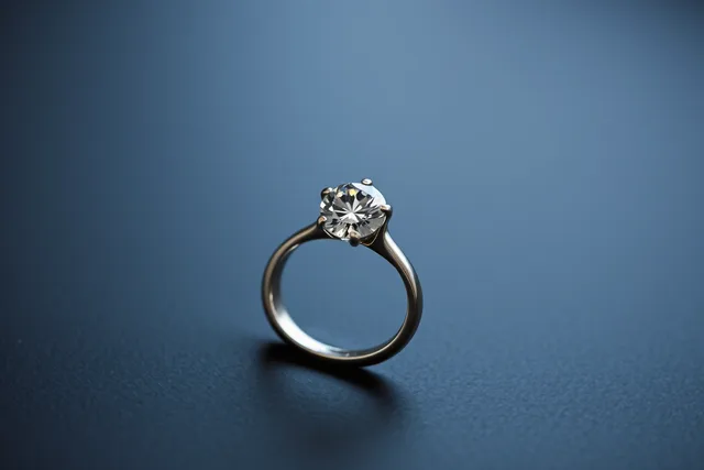 Solitaire engagement ring in flat light, showing prongs, shank and gallery. Affordable engagement rings for people who want the details