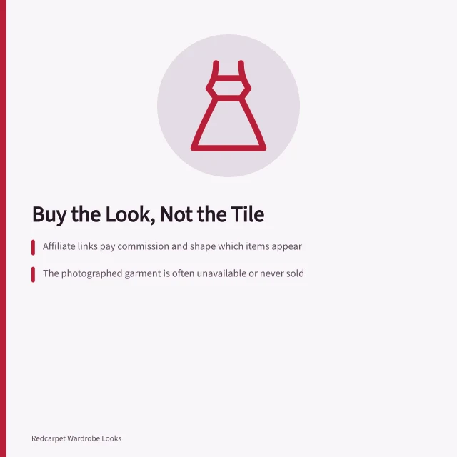 Card explaining shop-the-look affiliate rows and buying a look's properties. Buying the properties of a look instead of the exact product tile