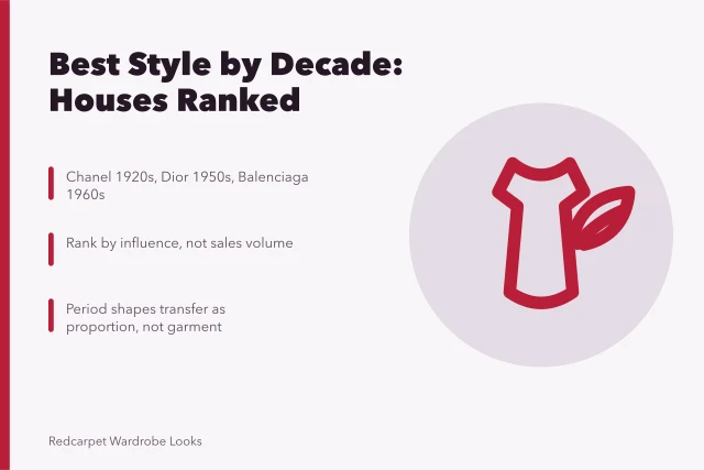 Decade-by-decade ranking of fashion houses and their defining silhouettes. Best style by decade brands 2027: guide and criteria, in plain terms