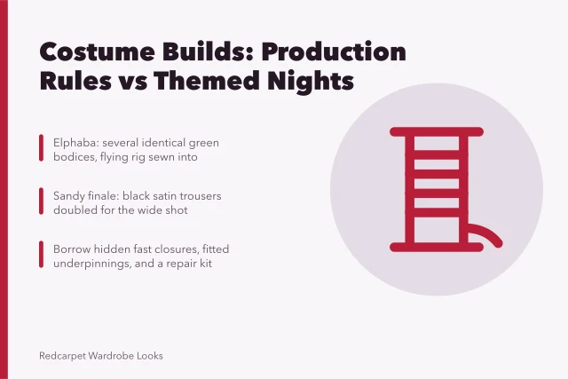 Costume construction methods compared for film productions and themed party events. Twenty celebrity costume examples: production rules and themed-event ones