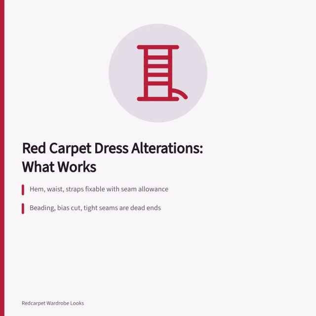 Red carpet dress alterations guide with timeline, costs, and fixable zones. Red Carpet Dress Alterations: What a Tailor Can and Cannot Fix Before the Event